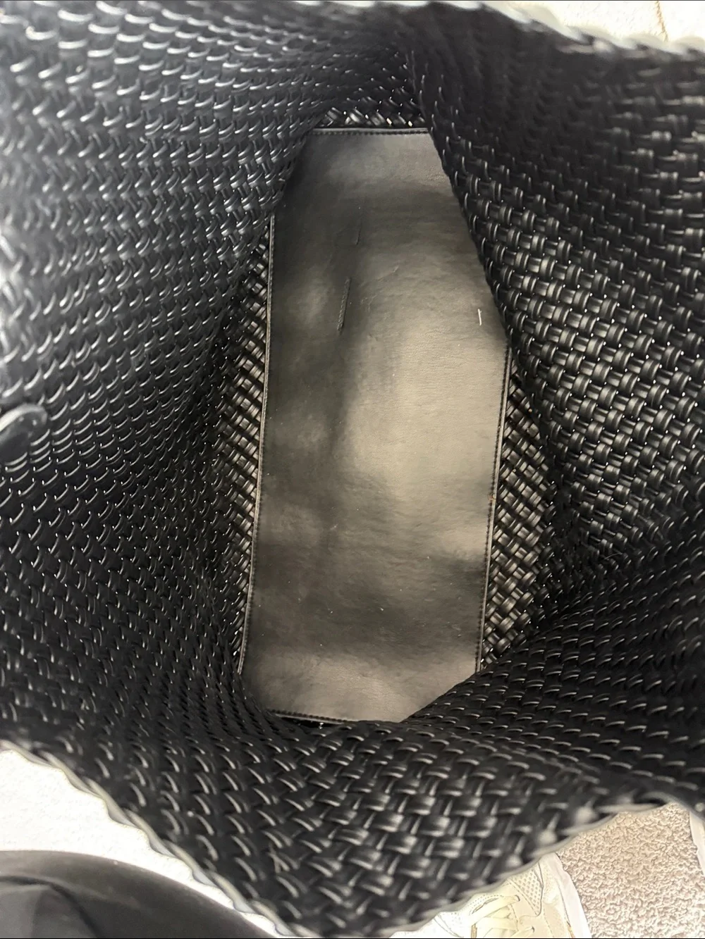 Woven Black Tote Bag with Double Handles